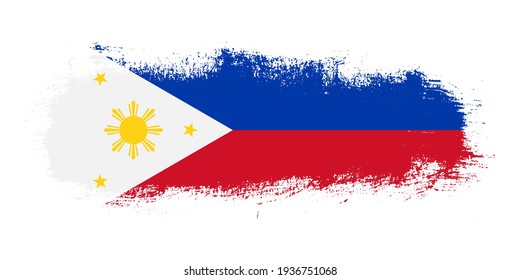 Stain brush stroke flag of Philippines country with abstract banner concept background
