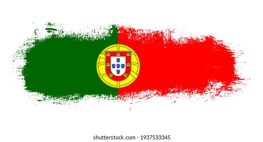 Stain brush stroke flag of Portugal country with abstract banner concept background