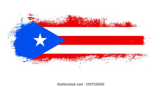 Stain brush stroke flag of Puerto Rico country with abstract banner concept background