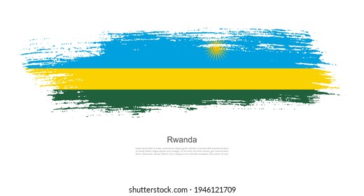 Stain brush stroke flag of Rwanda with creative brush flag banner theme background