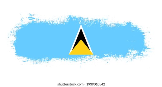 Stain brush stroke flag of Saint Lucia country with abstract banner concept background