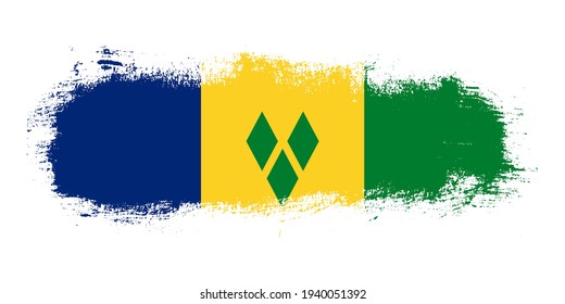 Pinselstrich-Flagge von St. Vincent und die Grenadinen mit abstraktem Bannerkonzept-Hintergrund