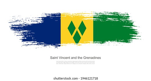 Stain brush stroke flag of Saint Vincent and the Grenadines with creative brush flag banner theme background
