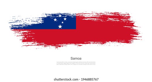 Bandera de trazo de pincel de mancha de Samoa con fondo de tema de la bandera de brocha creativa
