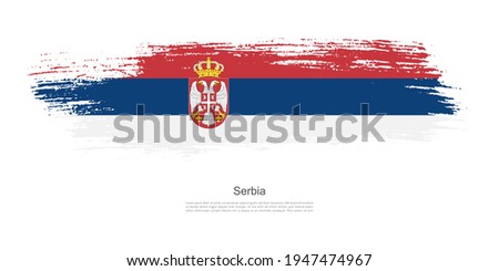 Stain brush stroke flag of Serbia with creative brush flag banner theme background