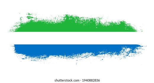 Stain-Pinselstrich-Flagge des Landes Sierra Leone mit abstraktem Banner-Konzept-Hintergrund