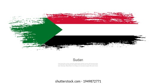 Stain brush stroke flag of Sudan with creative brush flag banner theme background