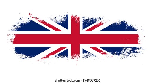Stain brush stroke flag of United Kingdom country with abstract banner concept background
