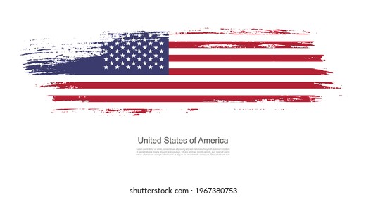 Stain brush stroke flag of United States of America with creative brush flag banner theme background