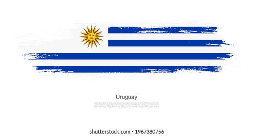 Bandera de pincel de marea negra de Uruguay con fondo de tema de bandera de brocha creativa