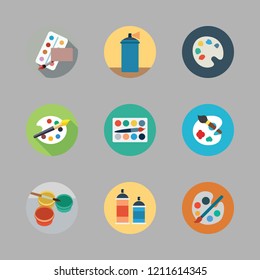 stain icon set. vector set about watercolor, paint palette, spray paint and paint spray icons set.