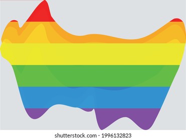 Stain with lgbt flag on white background.