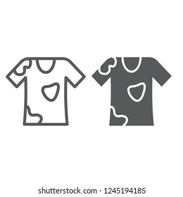 Stain removal line and glyph icon, laundry and dirt, t-shirt sign, vector graphics, a linear pattern on a white background, eps 10.