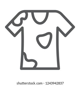 Stain removal line icon, laundry and dirt, t-shirt sign, vector graphics, a linear pattern on a white background, eps 10.