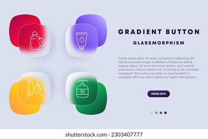 Stain removericon set. Effective cleaning, stain removal, fabric care. Spot treatment. Glassmorphism style. Vector line icon for Business and Advertising
