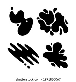 Stain set for logo or banner templates. Messy stains and liquid shapes isolated in white background. Vector illustration