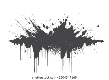 Stain with splash and dripping ink. Grunge isolated vector graphic design elements