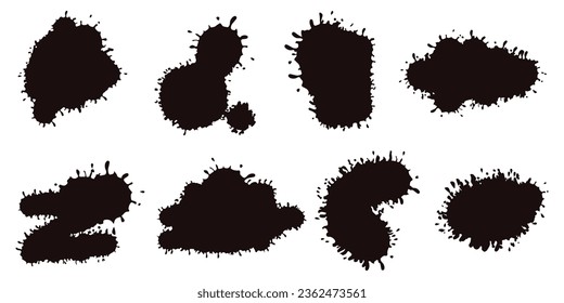 stain sticks. Paint ink splashes with drips, splashes and drips, silhouette blob spray collection