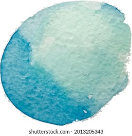 Stain of watercolor paint in blue tones on rough paper