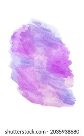 Stain of watercolor paint pink and blue isolated on white. Background for text. Vector illustration