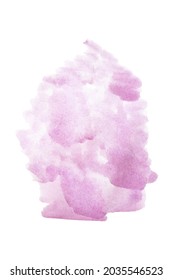 Stain of watercolor paint pink color isolated on white. Background for text. Vector illustration