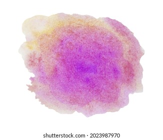 Stain of watercolor paint pink and purple isolated on white. Background for text. Vector illustration