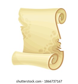 Stained and Aged Papyrus Scroll or Curved Manuscript Vector Illustration