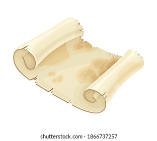 Stained and Aged Papyrus Scroll or Curved Manuscript Vector Illustration