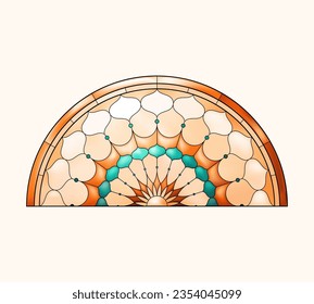 Stained Church glass semicircle shape.