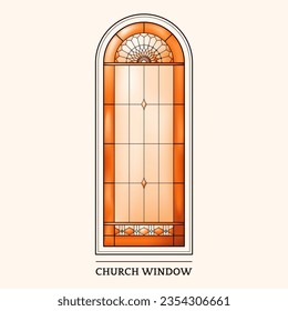 Stained Church glass window. Mesh gradient in warm colors.