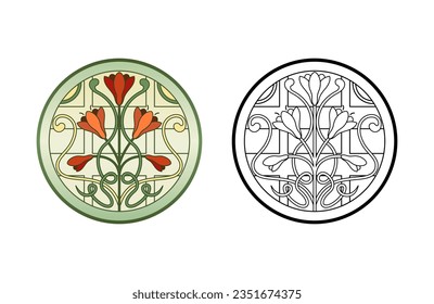 Stained Church glass worksheet. Circle form.