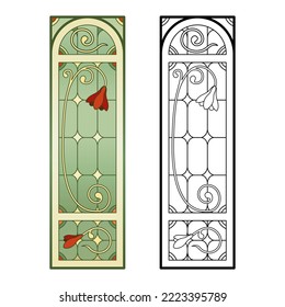 Stained Church glass worksheet. Color abstract picture.