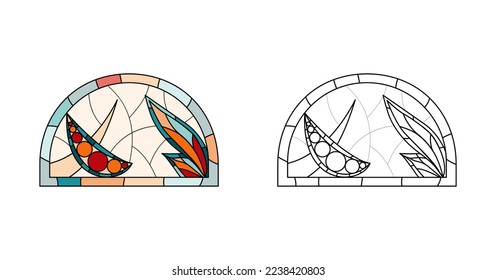 Stained Church glass worksheet for drawing.