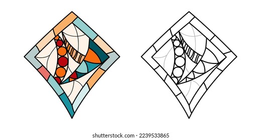 Stained Church glass worksheet for drawing.