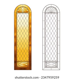 Stained Church glass worksheet in yellow colors.