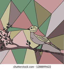 stained glass bird vector