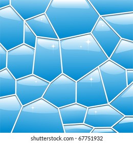 Stained glass blue. Mosaic. Vector background.