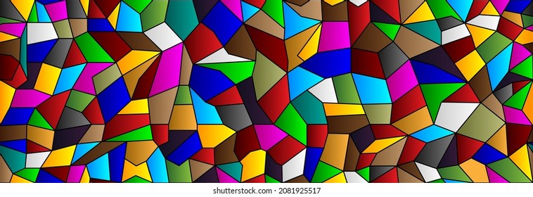 Stained glass church with abstract geometric shapes. Seamless stained glass. 