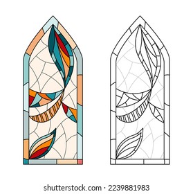 Stained glass Church coloring book for drawing.