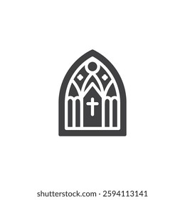 A stained glass church window vector icon. filled flat sign for mobile concept and web design. Church Window glyph icon. Symbol, logo illustration. Vector graphics