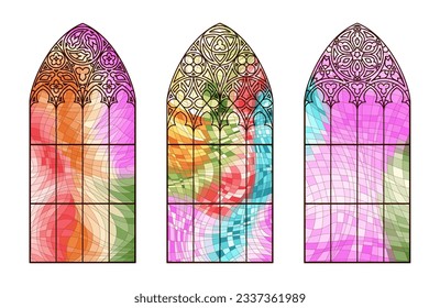 Glasfenster aus festem Glas. Mosaikfarbrahmen.