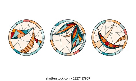 Stained glass circle windows in a Church.