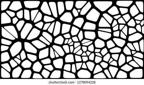 Stained glass colorful voronoi with fillet, vector abstract. Irregular cells background pattern. 2D Geometric shapes grid. Aspect Ratio 2:1