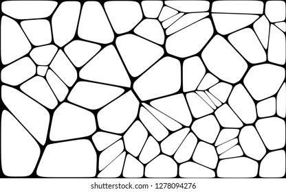 Stained glass colorful voronoi with fillet, vector abstract. Irregular cells background pattern. 2D Geometric shapes grid. Aspect Ratio 2:1
