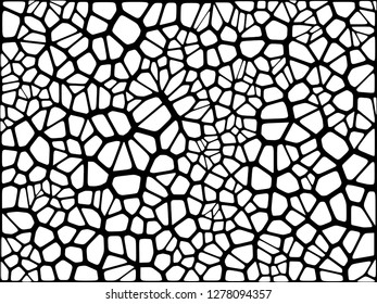 Stained glass colorful voronoi with fillet, vector abstract. Irregular cells background pattern. 2D Geometric shapes grid. Aspect Ratio 2:1