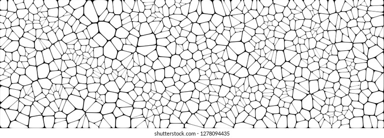 Stained glass colorful voronoi with fillet, vector abstract. Irregular cells background pattern. 2D Geometric shapes grid. Aspect Ratio 2:1