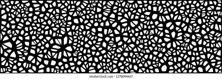 Stained glass colorful voronoi with fillet, vector abstract. Irregular cells background pattern. 2D Geometric shapes grid. Aspect Ratio 2:1