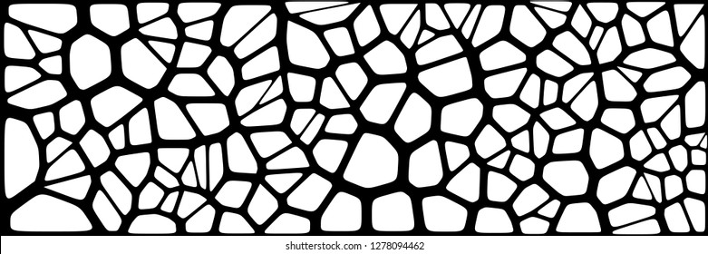 Stained glass colorful voronoi with fillet, vector abstract. Irregular cells background pattern. 2D Geometric shapes grid. Aspect Ratio 2:1