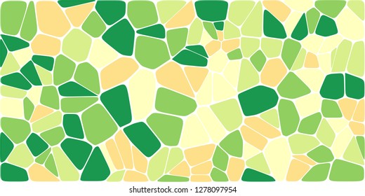 Stained glass colorful voronoi with fillet, vector abstract. Irregular cells background pattern. 2D Geometric shapes grid. Aspect Ratio 2:1