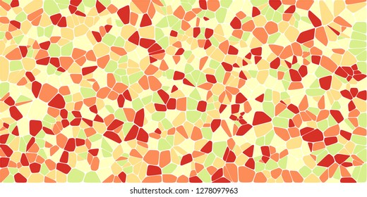 Stained glass colorful voronoi with fillet, vector abstract. Irregular cells background pattern. 2D Geometric shapes grid. Aspect Ratio 2:1